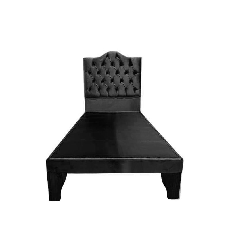 FLOBAL - Cama 1,5 Plazas Ovalado, Incluye Base y Respaldo Negro Flobal