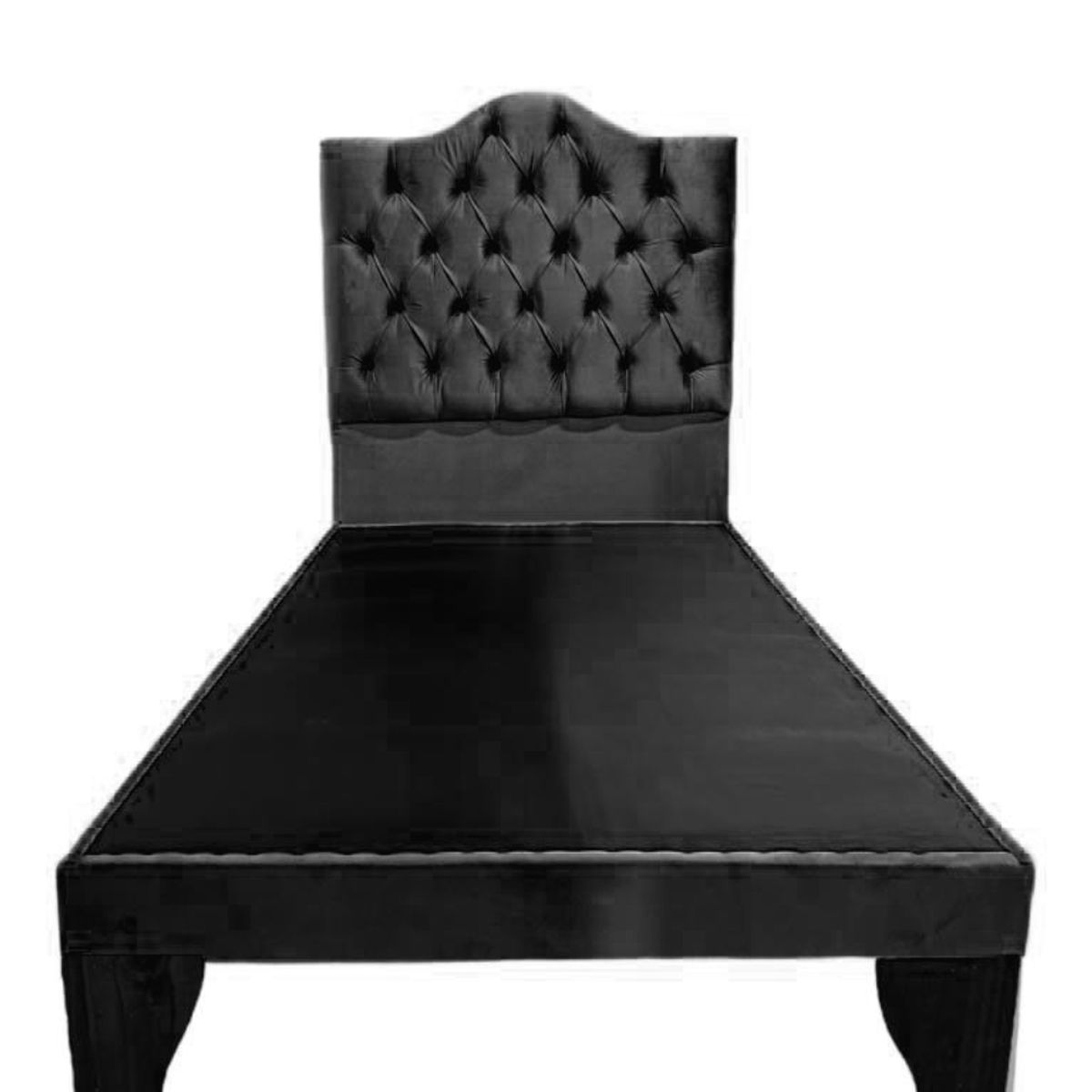 FLOBAL - Cama 1,5 Plazas Ovalado, Incluye Base y Respaldo Negro Flobal