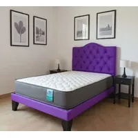 Cama plaza y media Morada BASE RESPALDO COLCHON DE RESORTES