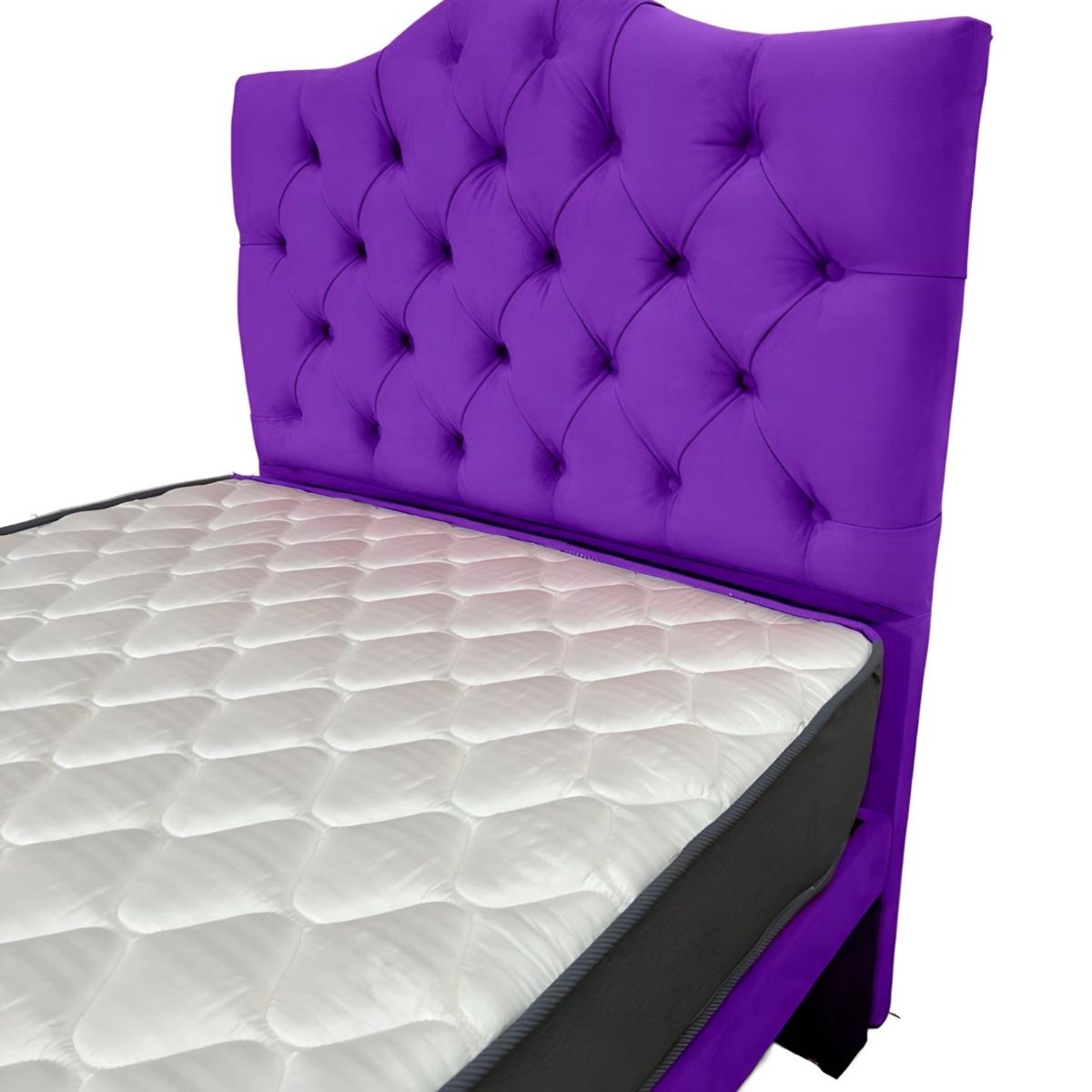 FLOBAL - Cama plaza y media Morada FLOBAL  BASE RESPALDO COLCHON DE RESORTES