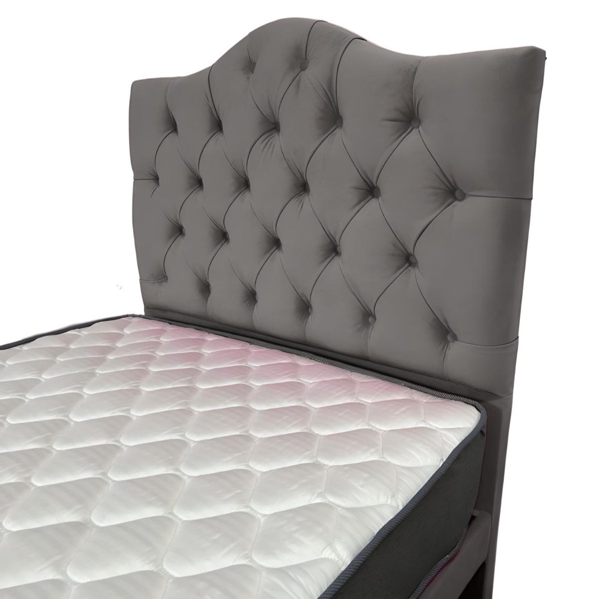 FLOBAL - CAMA 1,5 PLAZAS OVALADO 105X190CM + RESPALDO GRIS + COLCHON FLOBAL