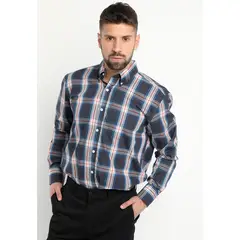 KOTTING - Camisa Fantasia Premium Manga Larga Boton Cuello Azul Marino
