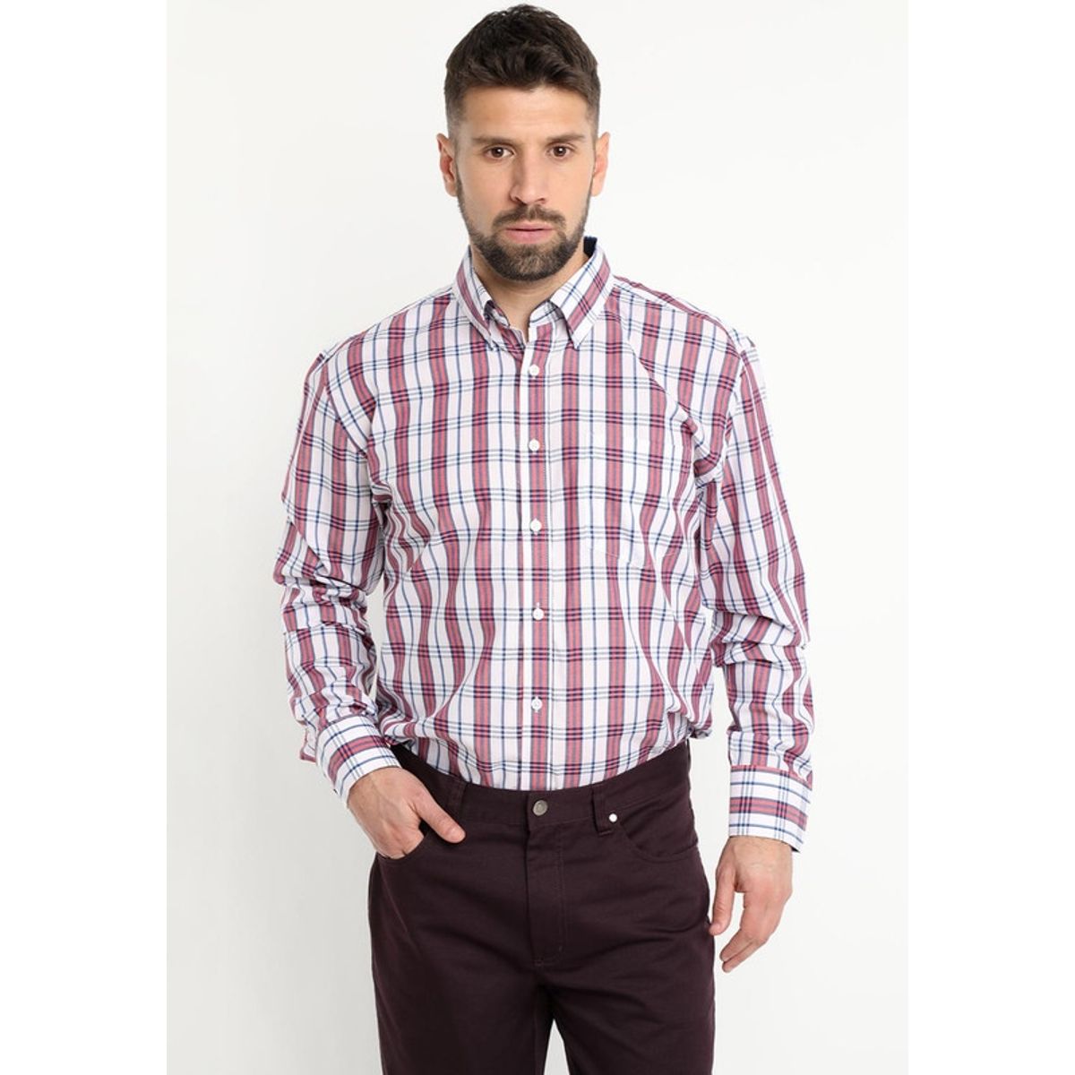 KOTTING - Camisa Fantasia Premium Manga Larga Boton Cuello Gris Melange KOTTING