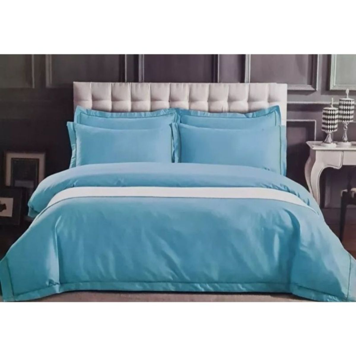 GENERICO - Juego De Sábanas Algodón King Celeste