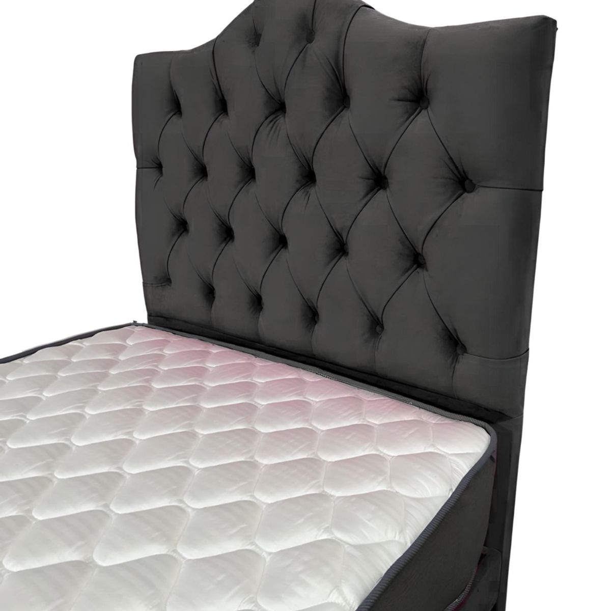 FLOBAL - CAMA 1,5 PLAZAS OVALADO 105X190CM + RESPALDO NEGRO + COLCHON FLOBAL