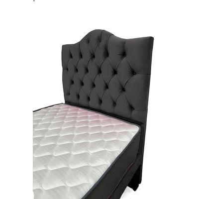 Imagen 2 del producto CAMA 1,5 PLAZAS OVALADO 105X190CM + RESPALDO NEGRO + COLCHON