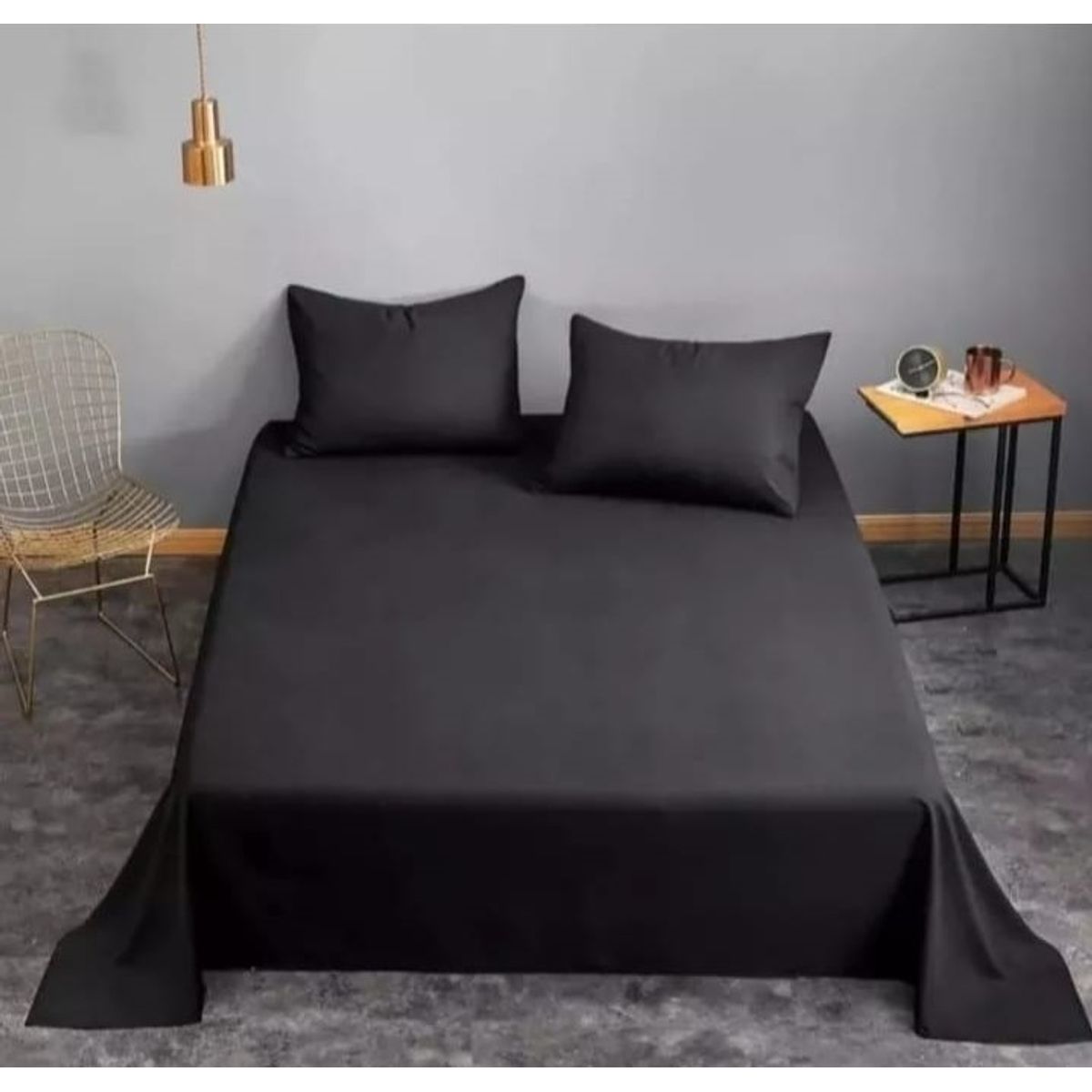 GENERICO - Juego De Sábanas king Algodón Negro
