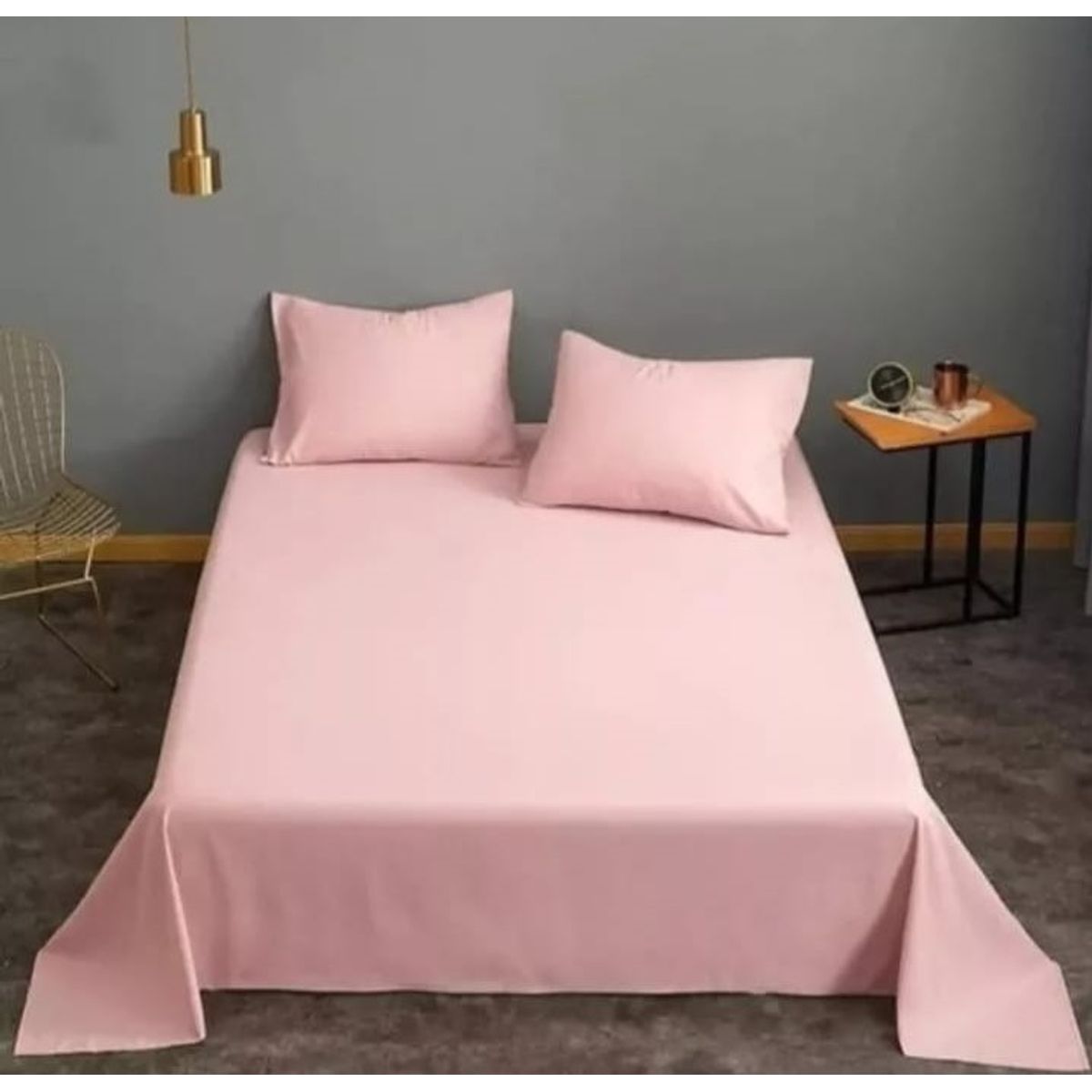 GENERICO - Juego De Sábanas King Algodón Rosado