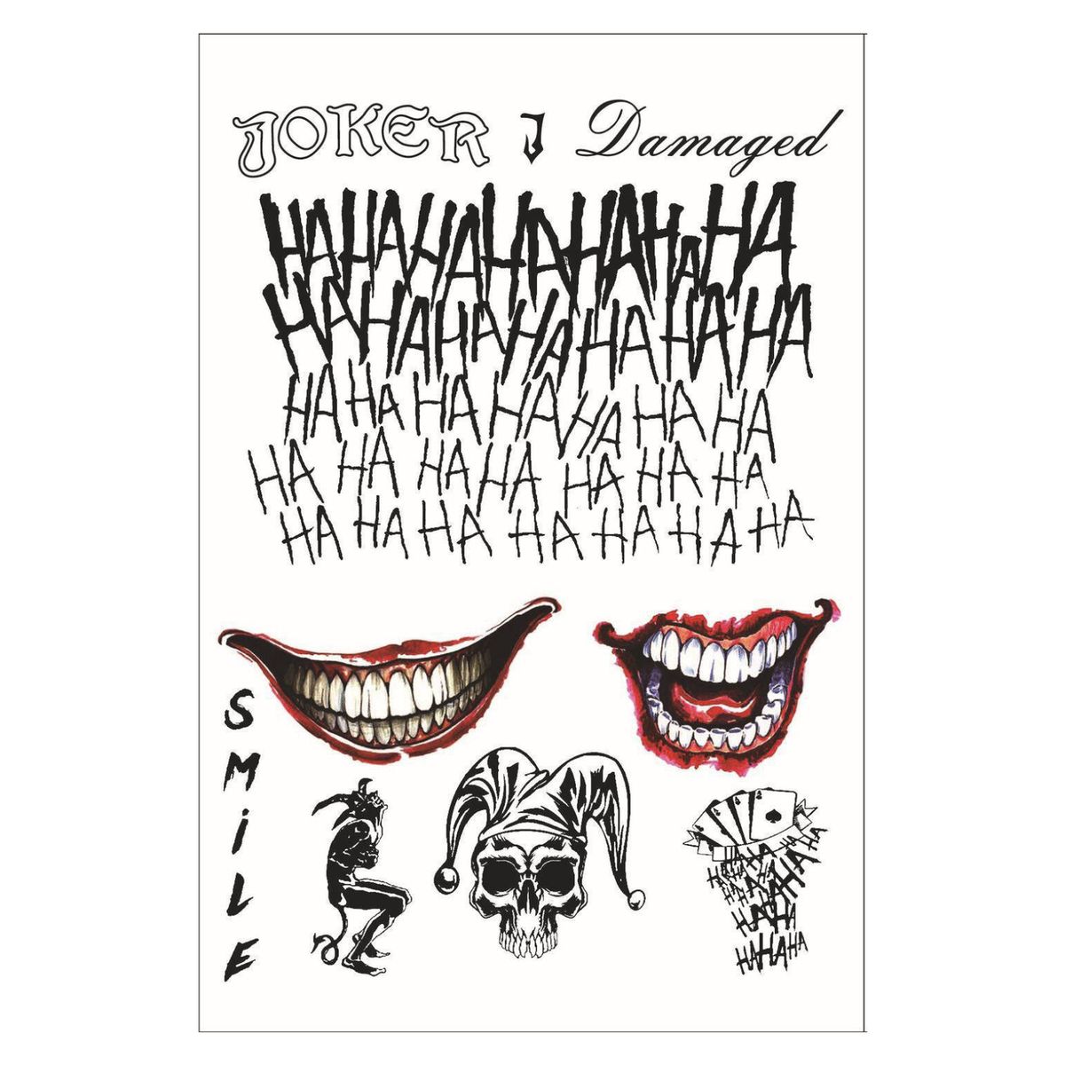 GENERICO - Tatuaje Temporal Cosplay Joker - Guasón - Versión 3