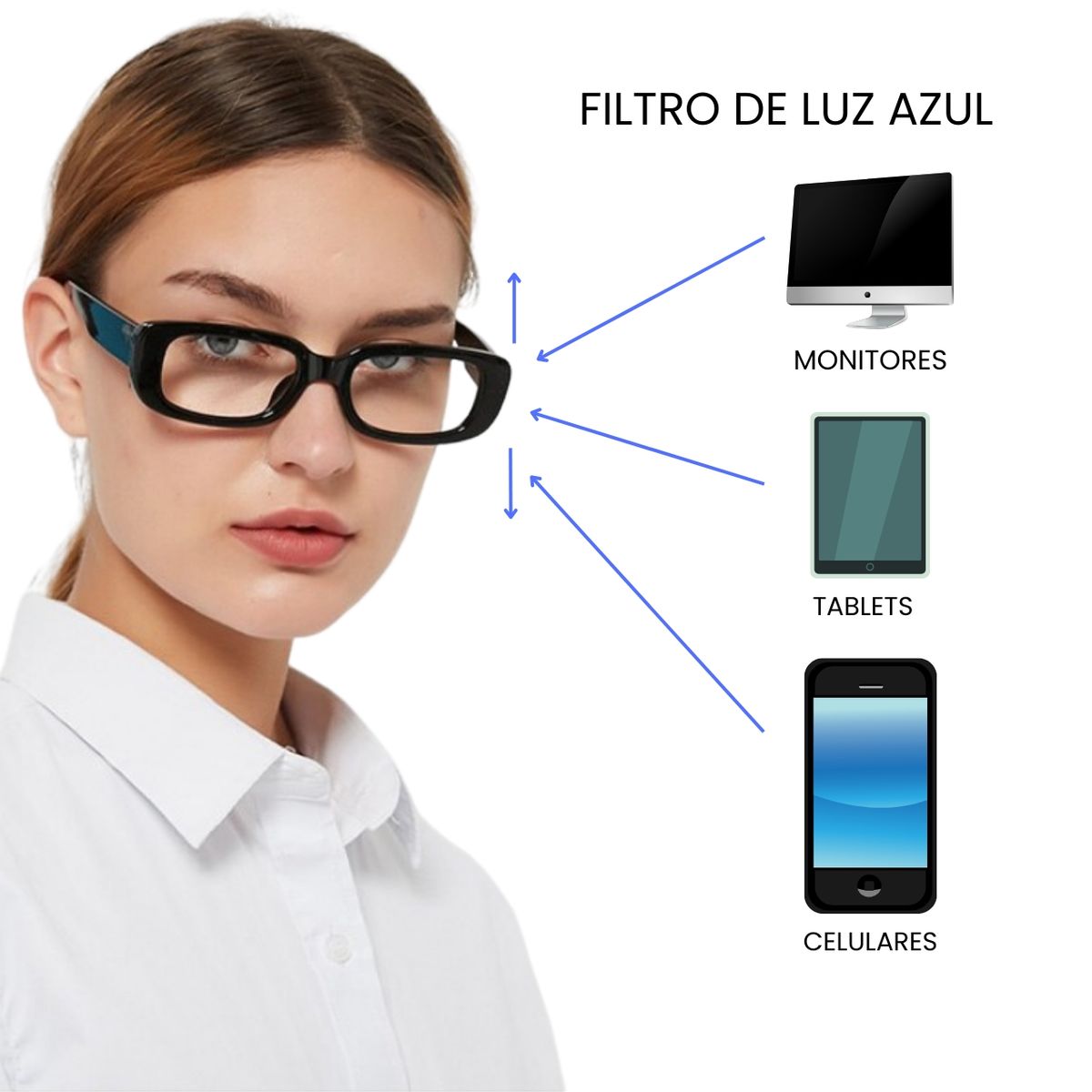 GENERICO - Gafas Lentes De Descanso Filtro Luz Azul Retro Negro