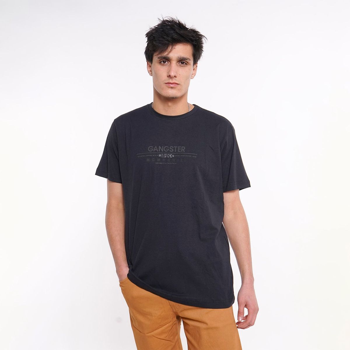 GANGSTER - Polera Mc Básica Silber Negro Gangster