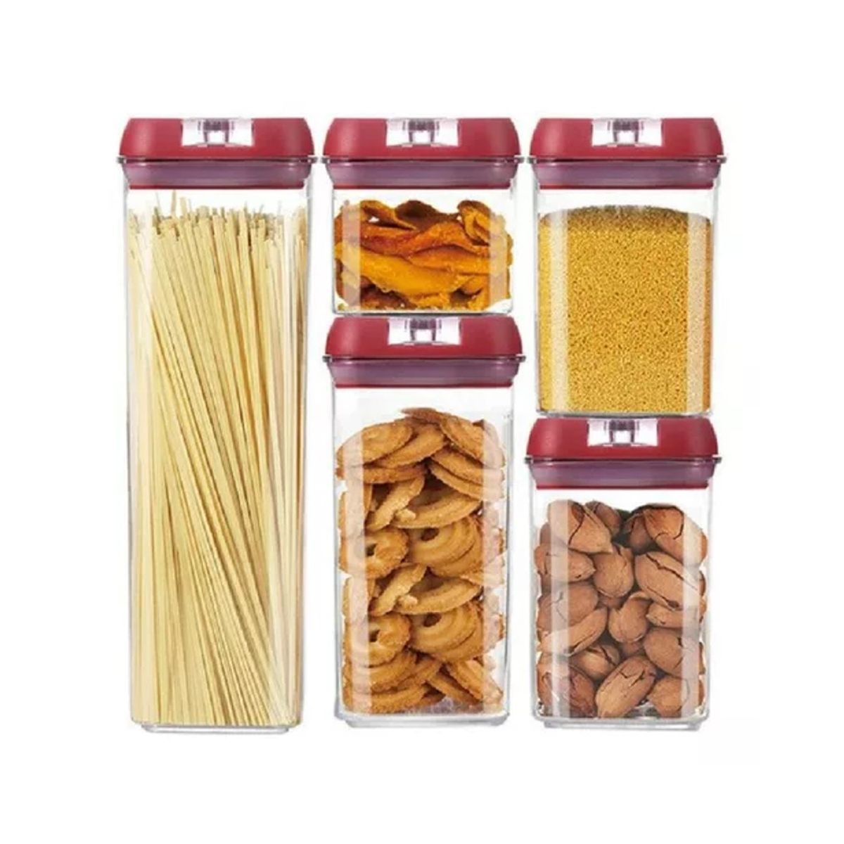 GENERICO - Set 5 Contenedores De Alimento Tapa Hermética Almacenamiento