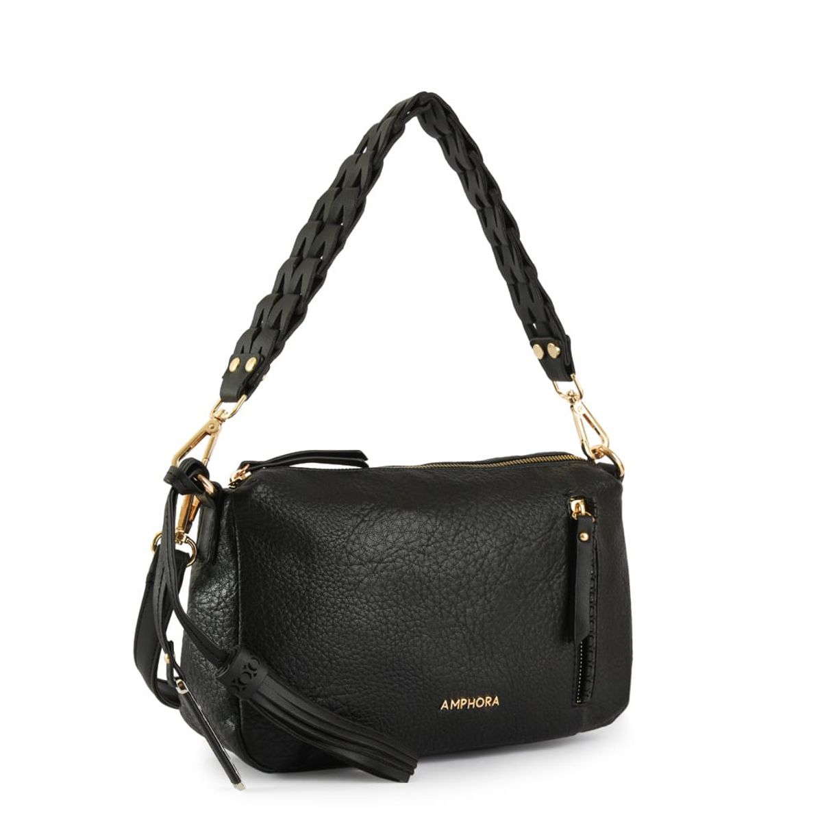 AMPHORA - Cartera bandolera mediana nilda negro