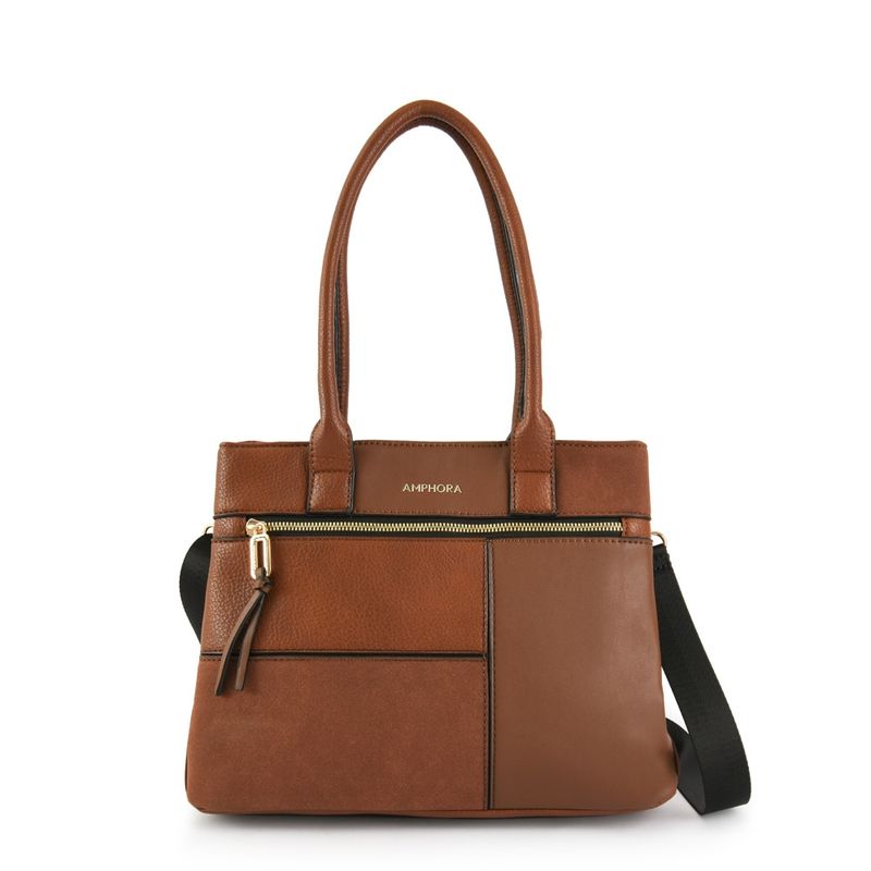 AMPHORA - Cartera Dos Asas Tres divisiones Mediana Cucuta Café