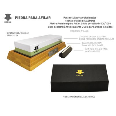 Imagen 2 del producto - Piedra De Afilar Doble Cara 1000-6000 - Base de Bamboo
