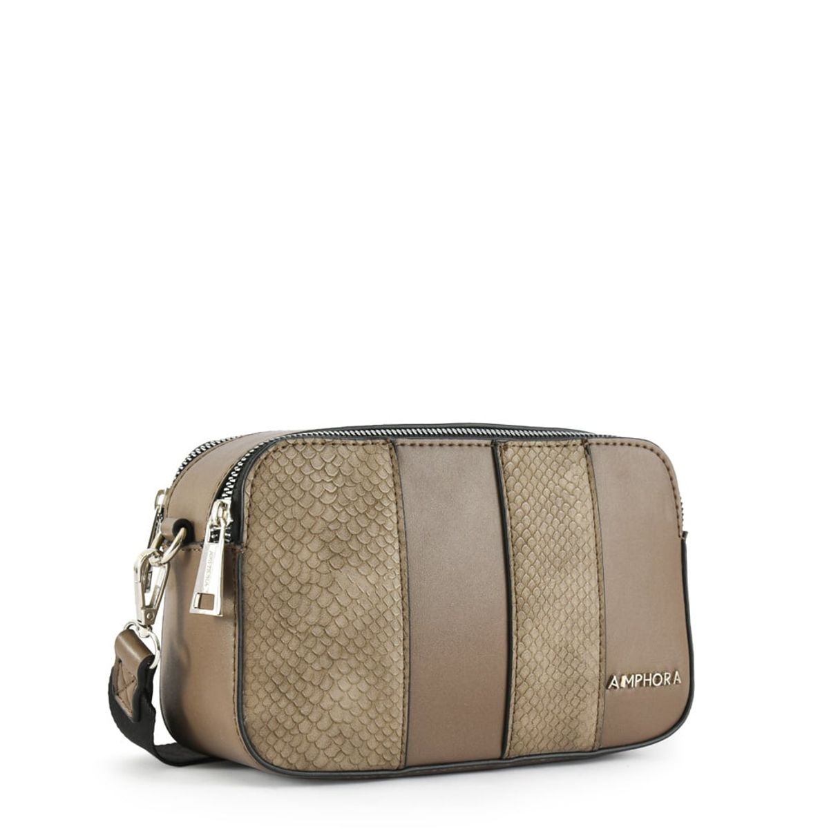 AMPHORA - Cartera Bandolera Pequeña Dessy Taupe Oscuro
