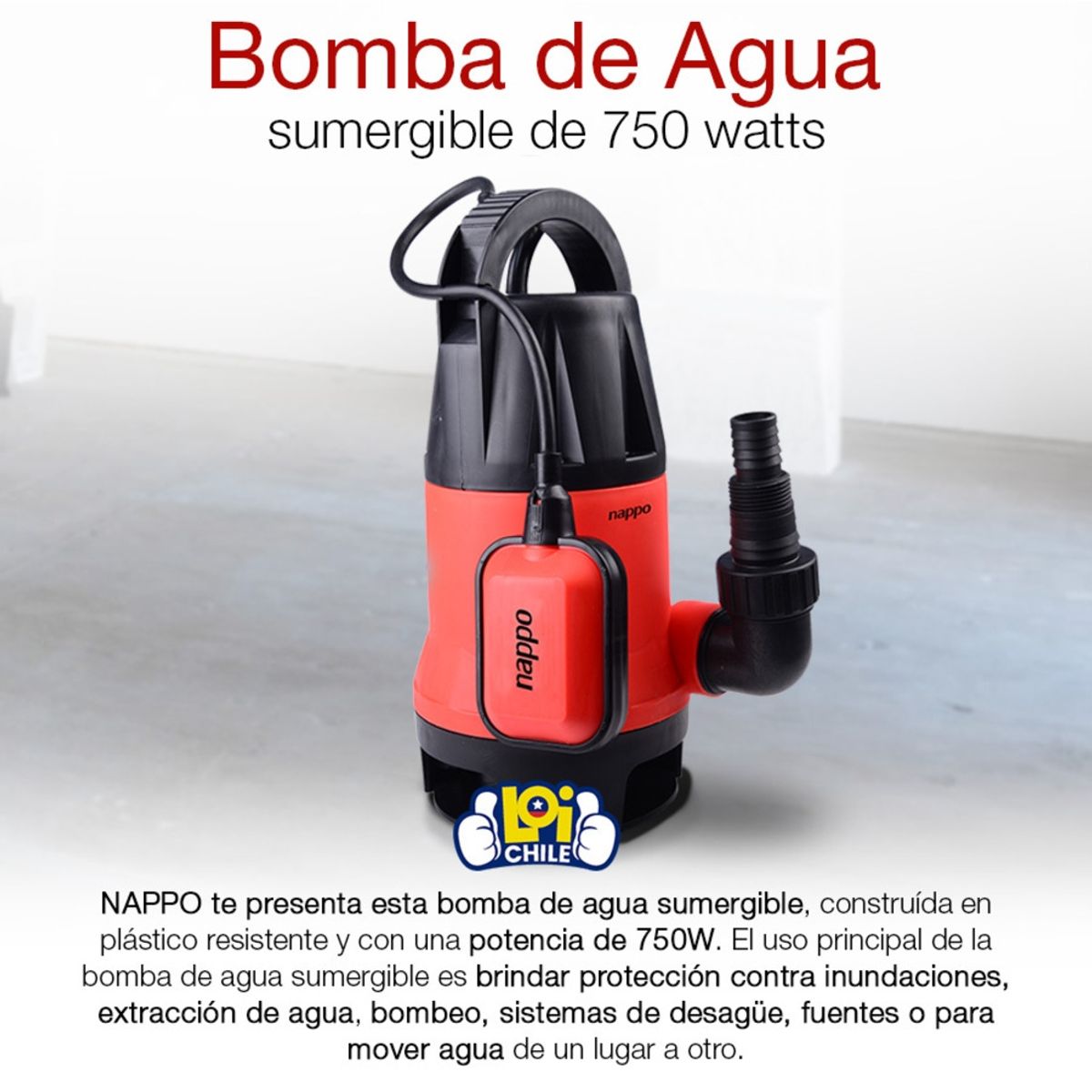 NAPPO - Bomba de Agua Sumergible Nappo 750w 12500Lh NAPPO