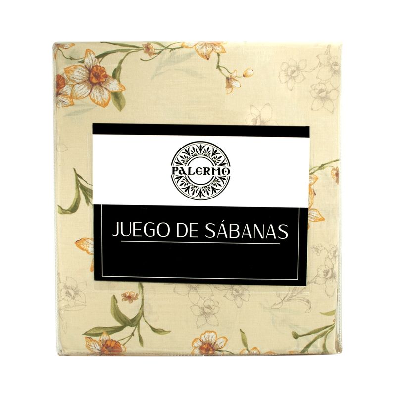 PALERMO - SET SABANA 144 HILOS NARCISO BEIGE 1.5 PLAZAS