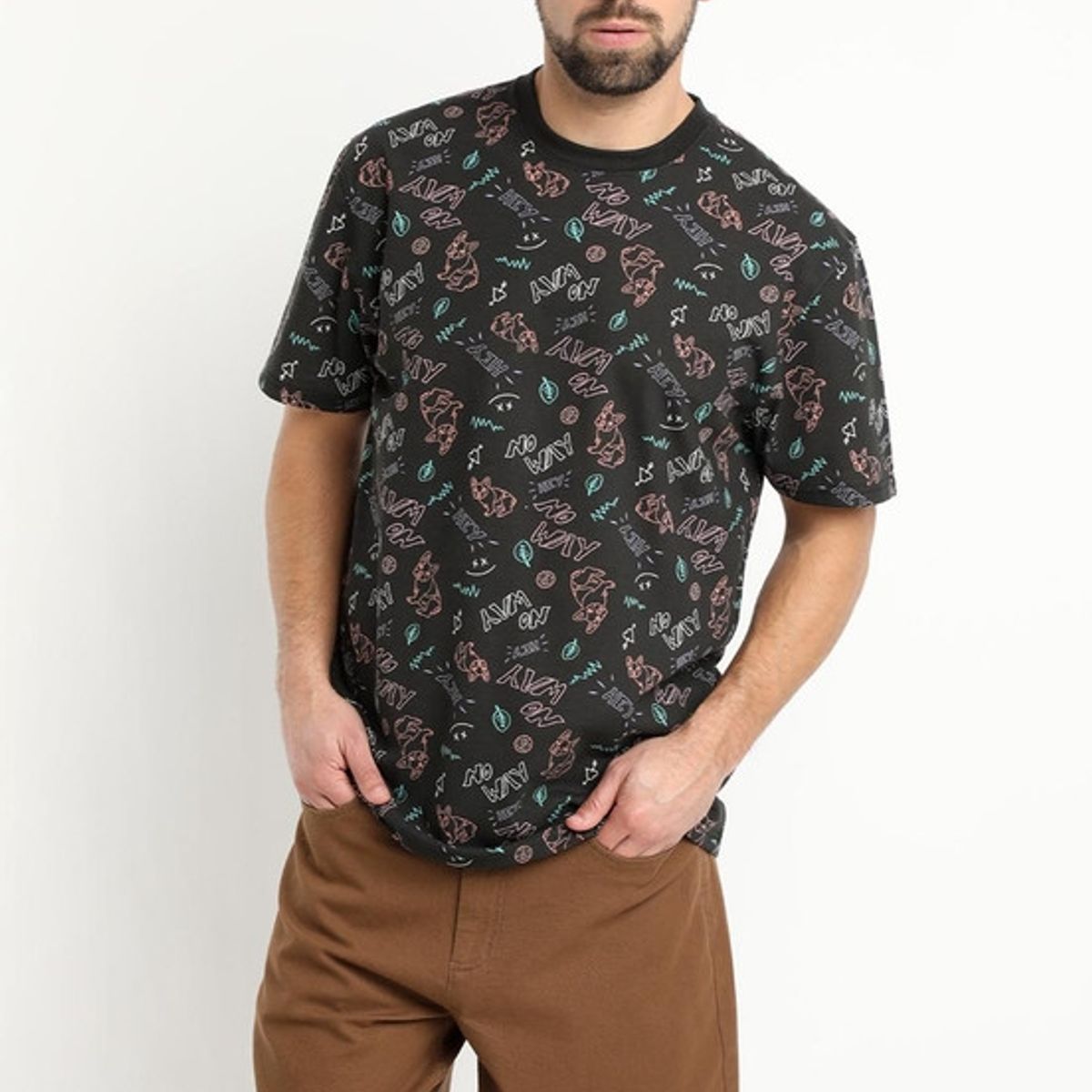 KOTTING - Polera Jersey Print Negro KOTTING