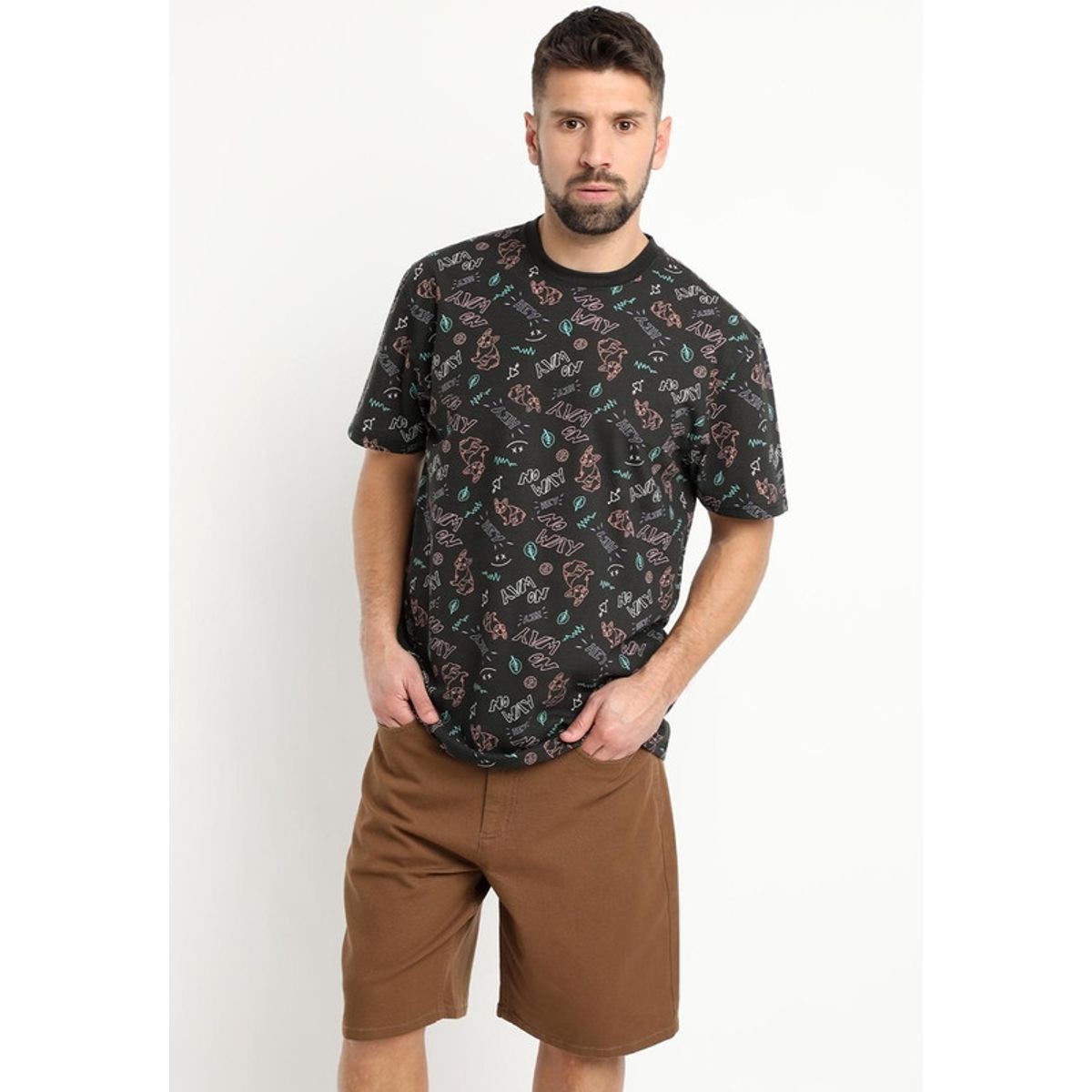 KOTTING - Polera Jersey Print Negro KOTTING