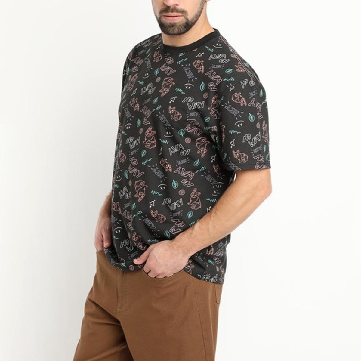KOTTING - Polera Jersey Print Negro KOTTING
