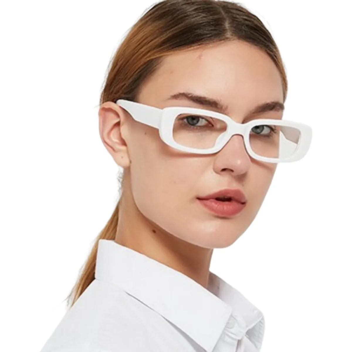 GENERICO - Gafas Lentes De Descanso Filtro Luz Azul Retro Blanco