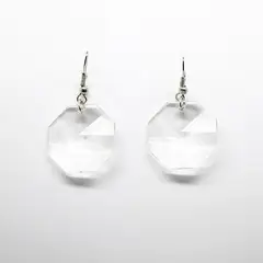 GENERICO - Aros Pendientes transparentes tipo cristal con Acero