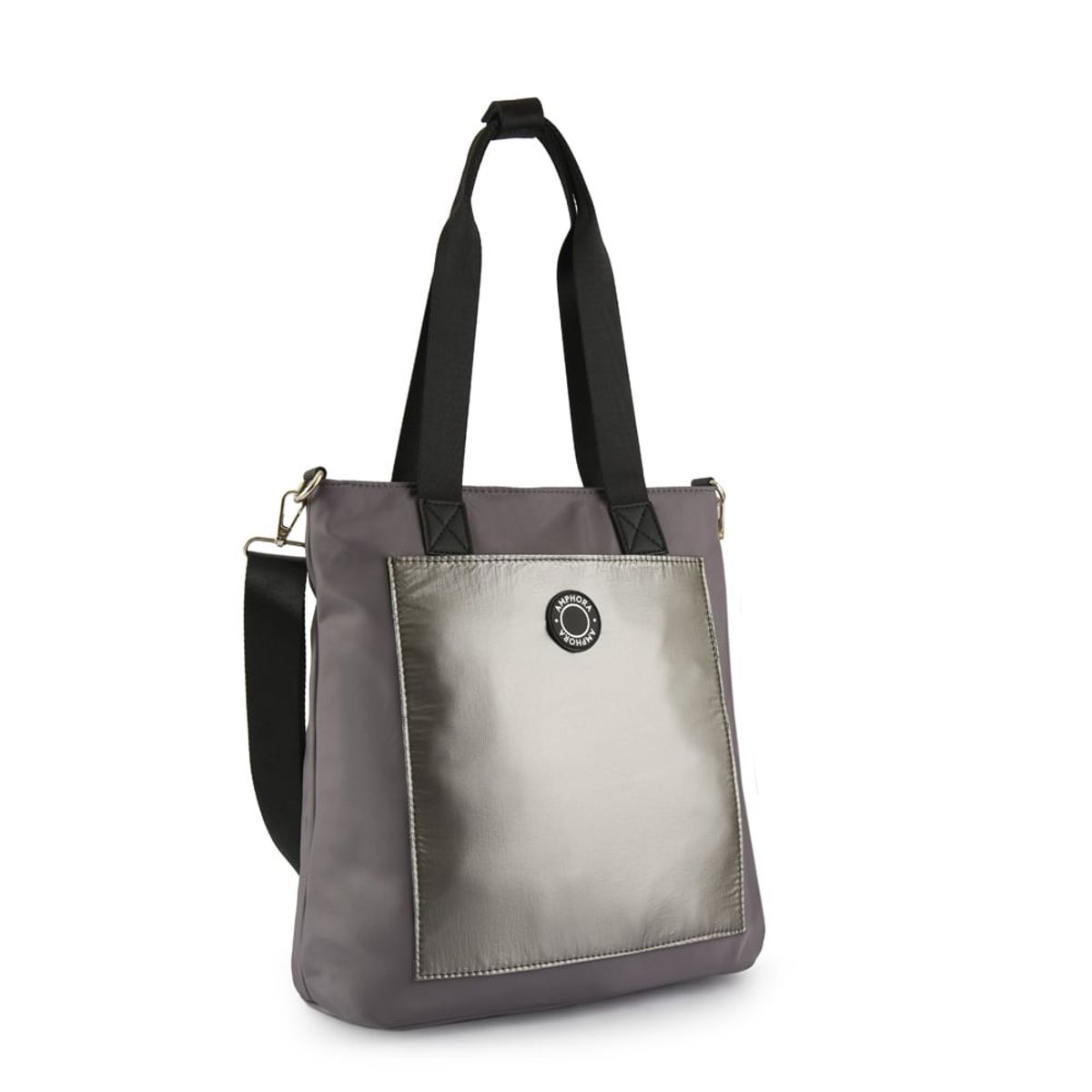 AMPHORA - Cartera Dos Asas Mediana Merida Gris Oscuro