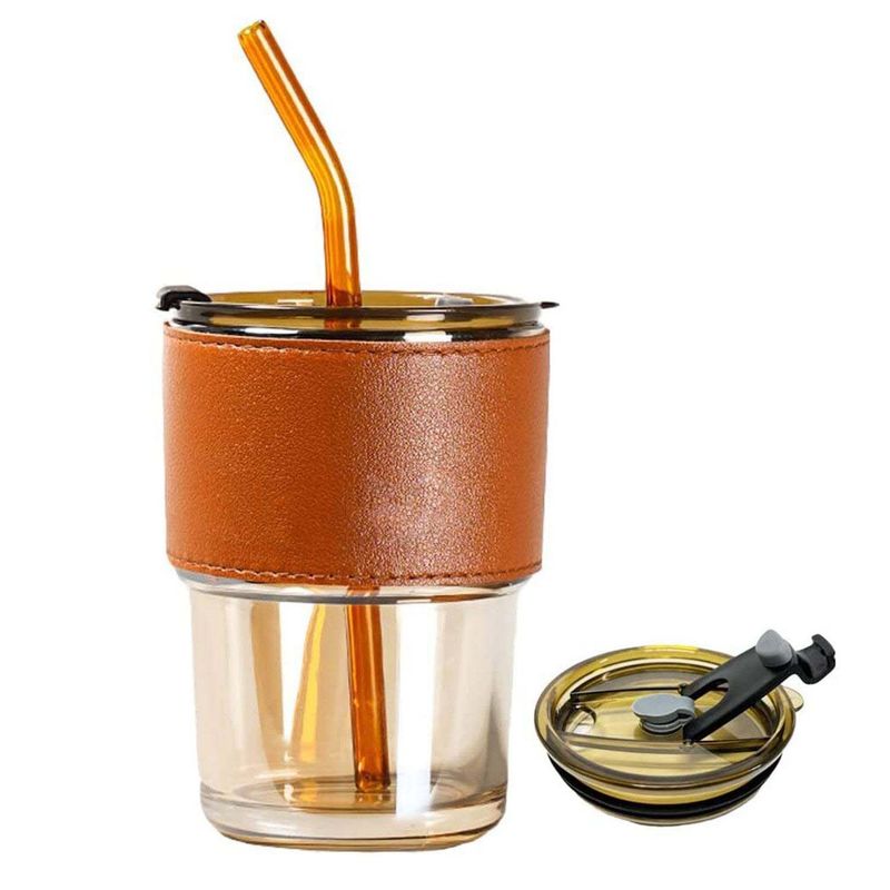 GENERICO - Vaso Taza Mug De Vidrio Con Tapa Hermética Y Bombilla 400 Ml