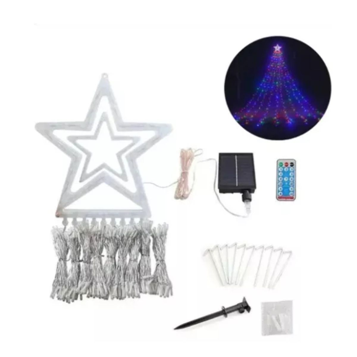 GENERICO - Cascada Solar Decoración Navideña Multicolor