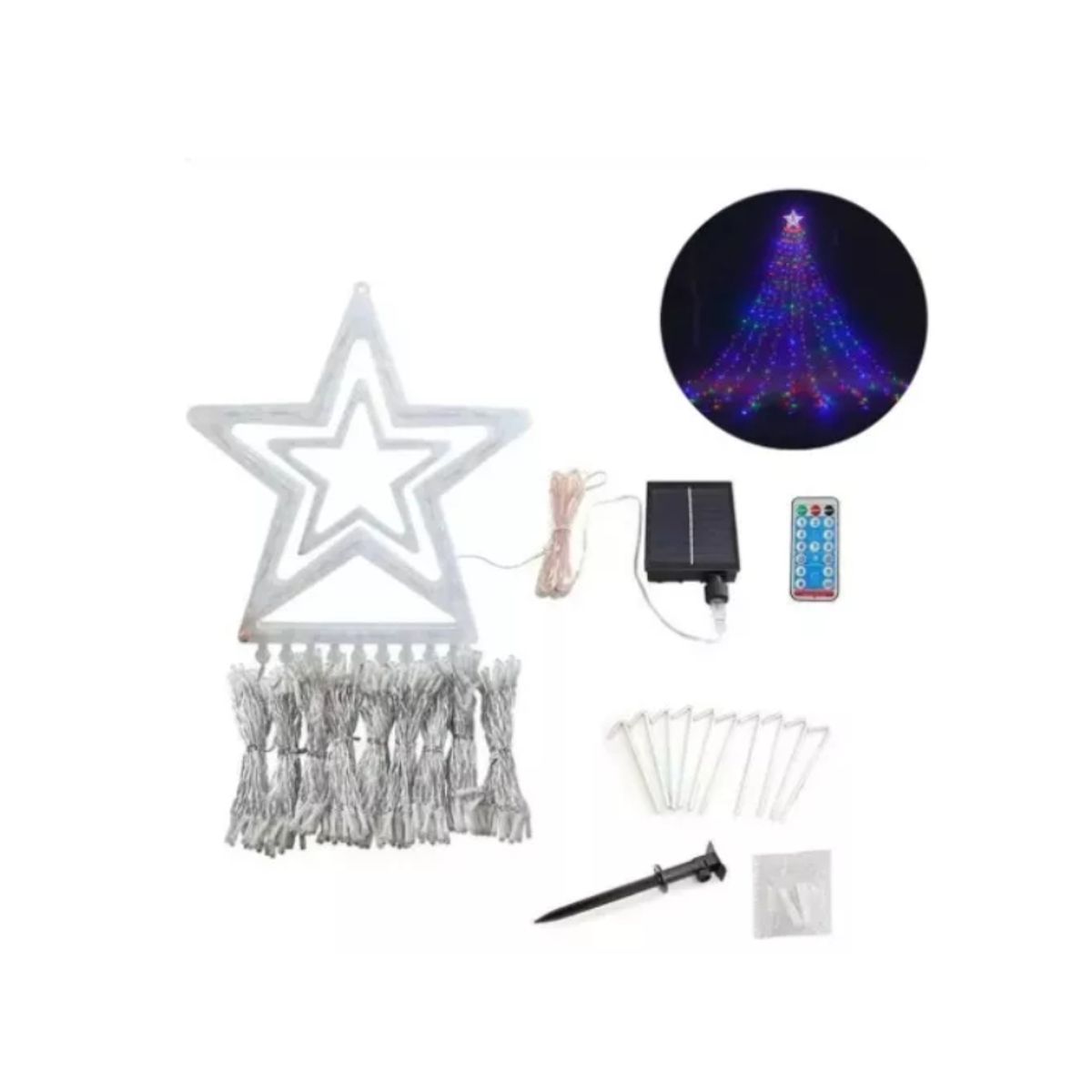 GENERICO - Cascada Solar Decoración Navideña Multicolor