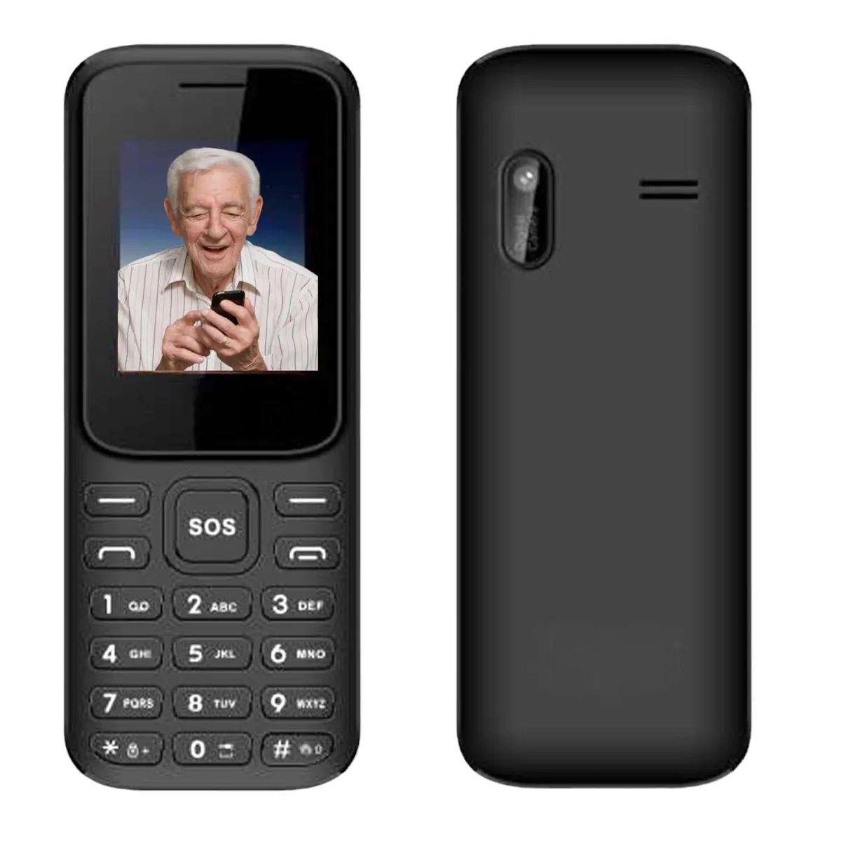 GENERICO - Celular Senior Adulto Mayor 3G Bluetooth SOS Negro