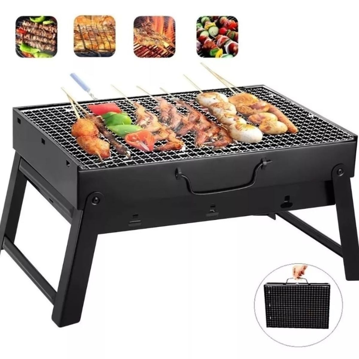 GENERICO - Parrilla Portatil 35x27x20 Brasero Mesa Plegable asado