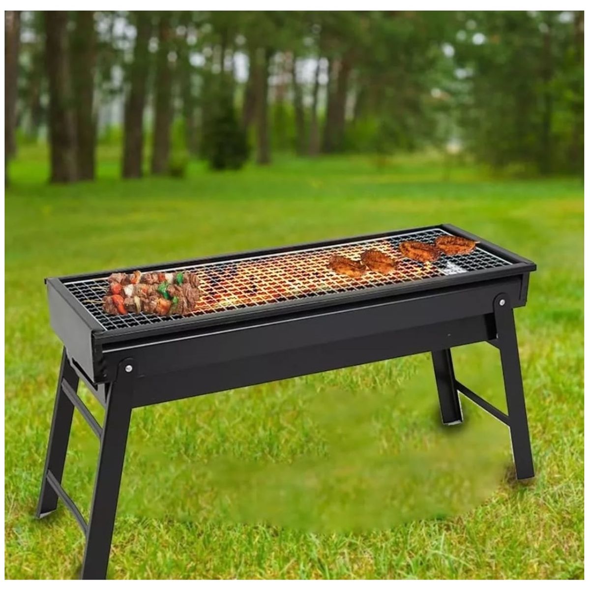 GENERICO - Parrilla Carbón Portátil Plegable Barbacoa Asados 60x22x32