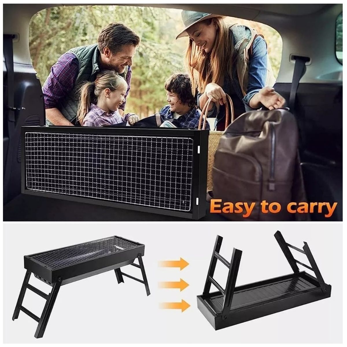 GENERICO - Parrilla Carbón Portátil Plegable Barbacoa Asados 60x22x32