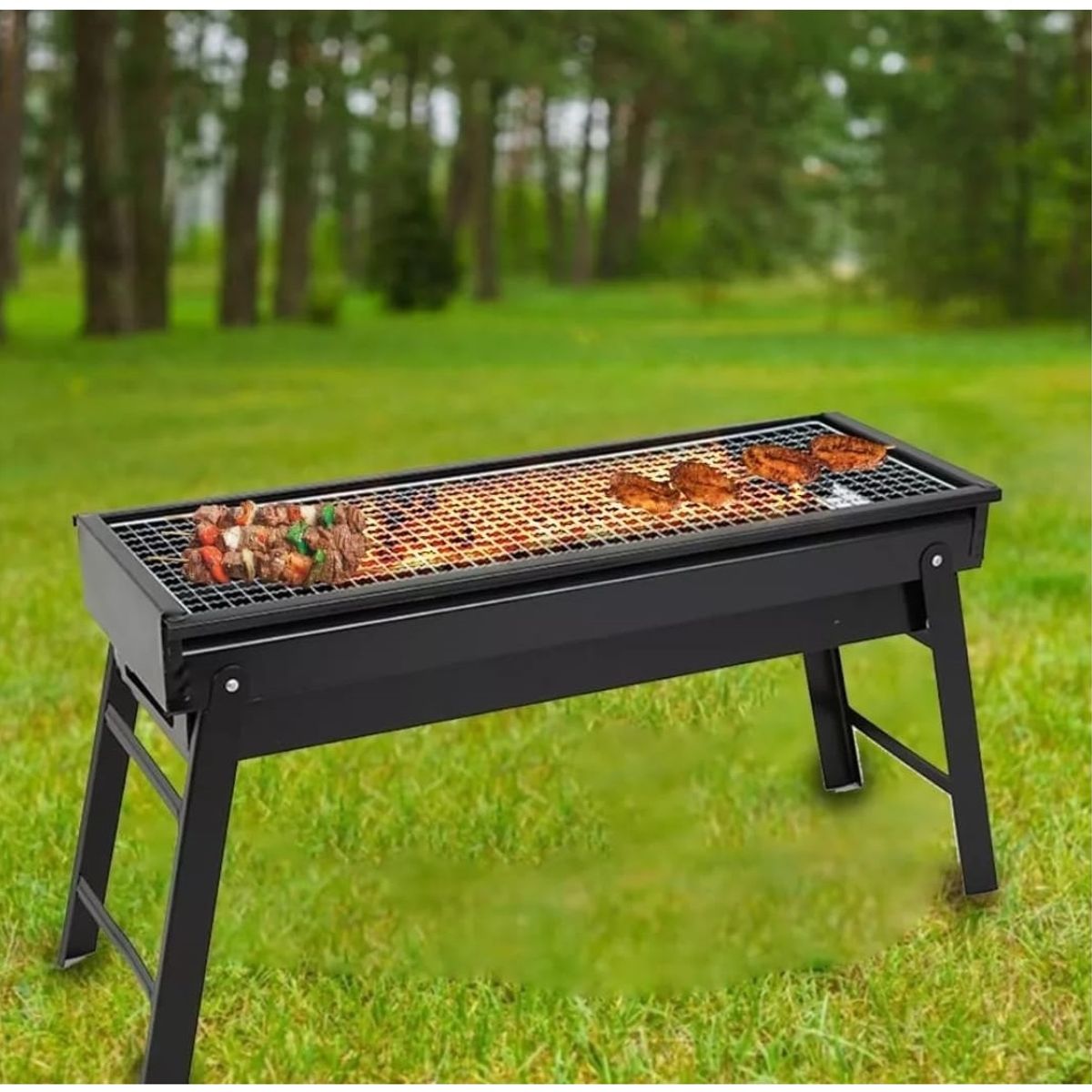 GENERICO - Parrilla Carbón Portátil Plegable Barbacoa Asados 60x22x32