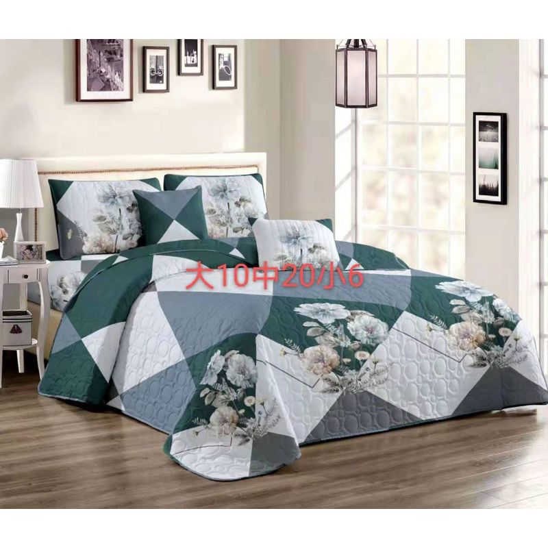 GENERICO - Cobertor Quilts de verano Cubrecamas 2 Plazas Verde Rosas