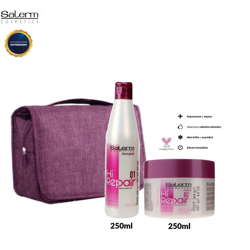 GENERICO - Kit Shampoo Y Crema Tratamiento Hi Repair Salerm Cosmetics.