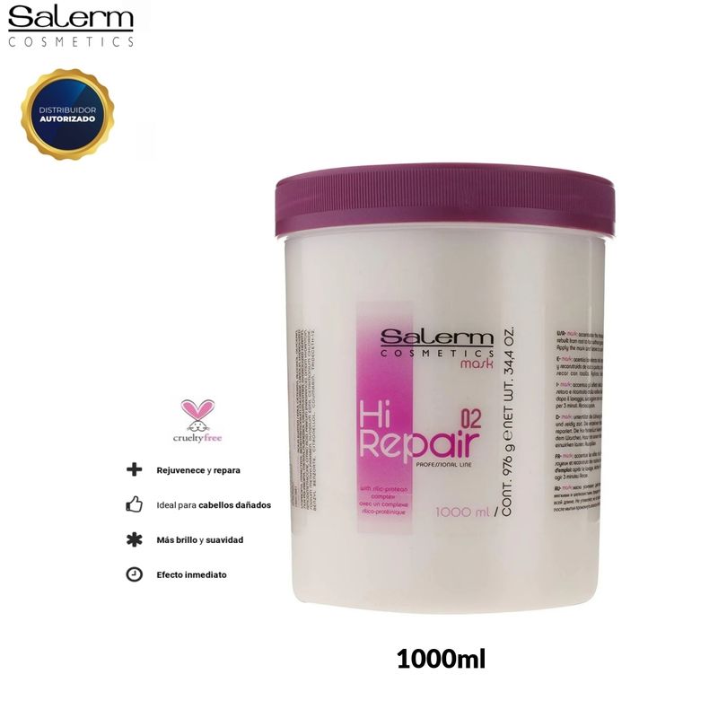 GENERICO - Crema Tratamiento Hi Repair Salerm Cosmetics 1000ml Cuidado Capilar.
