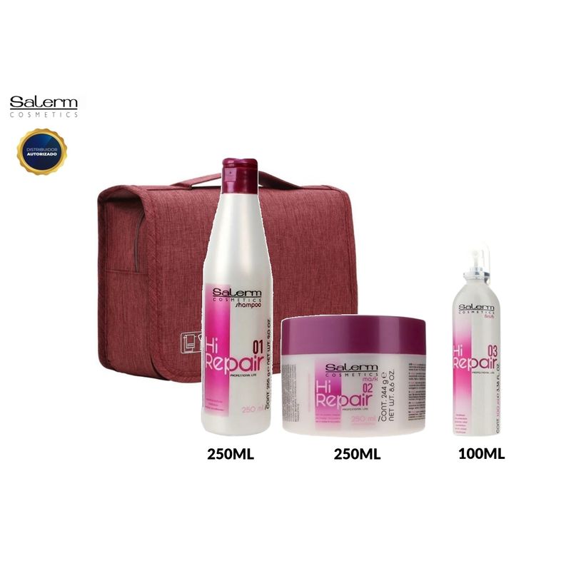 GENERICO - Kit Shampoo Crema Tratamiento y Serum Hi Repair Salerm Cosmetics Capilar.