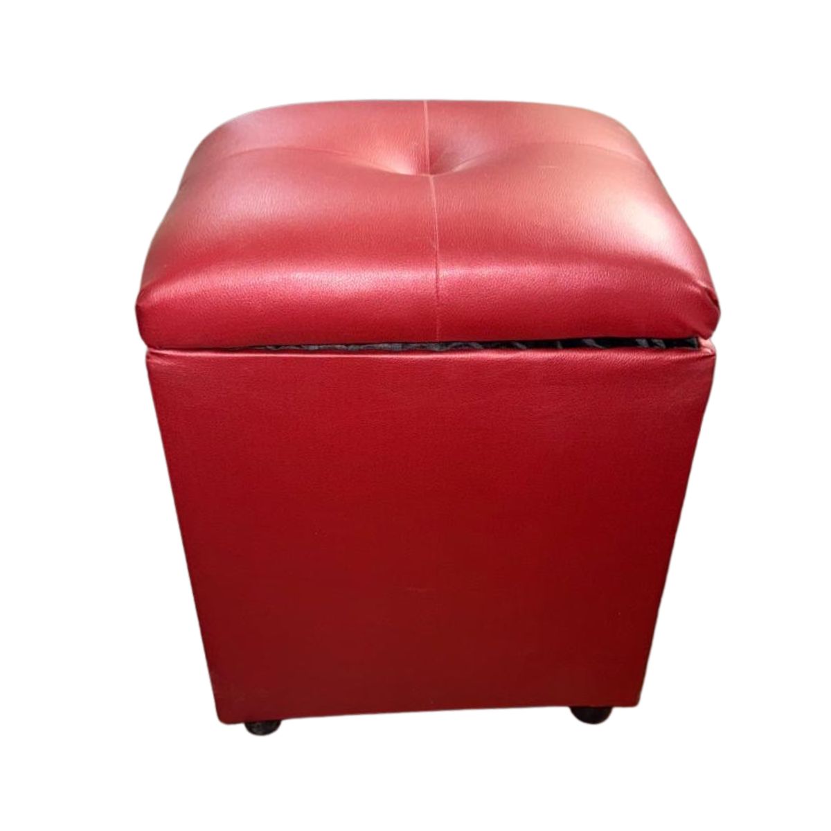 GENERICO - Pouf Baul Rojo Eco Cuero 40x33x45 Rimar