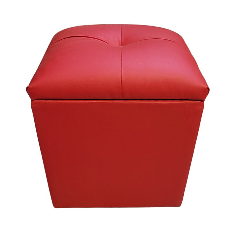 GENERICO - Pouf Baul Rojo Eco Cuero 40x33x50 Rimar