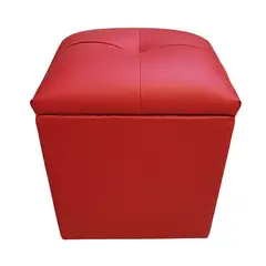 GENERICO - Pouf Baul Rojo Eco Cuero 40x33x50 Rimar