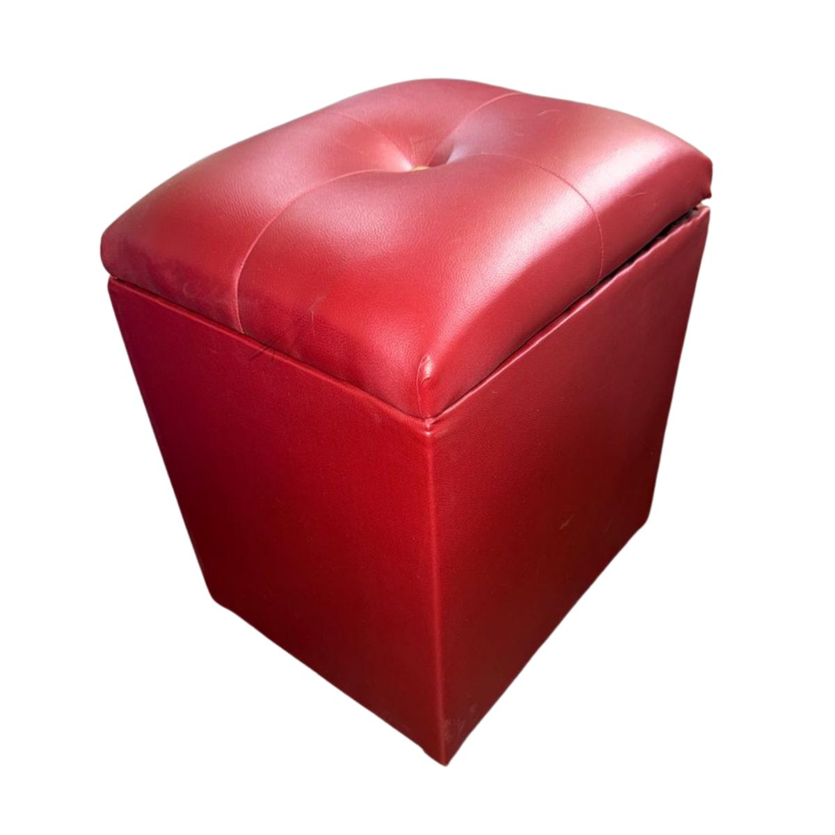 GENERICO - Pouf Baul Rojo Eco Cuero 40x33x45 Rimar