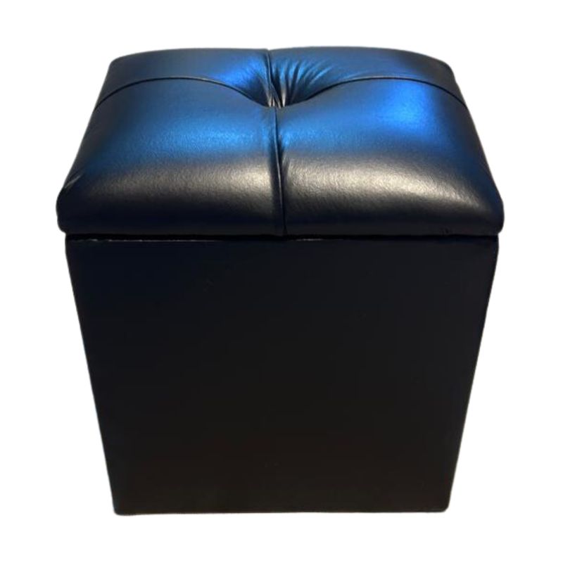 GENERICO - Pouf Baul Negro Eco Cuero 40x33x50 Rimar