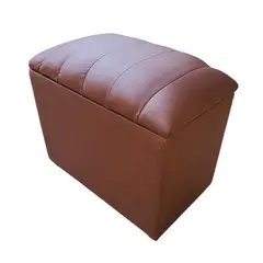 GENERICO - Banqueta Baul Tubular Cafe Eco Cuero 60x40x50 Rimar