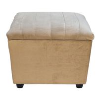 Banqueta Baul Tubular Beige Felpa 60x40x50x40 Rimar