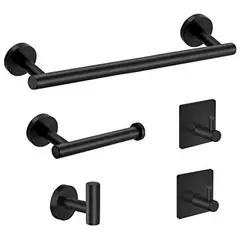 TIOZONEY - Juego De Accesorios Baño Negro Toallero Ganchos Para Toallas