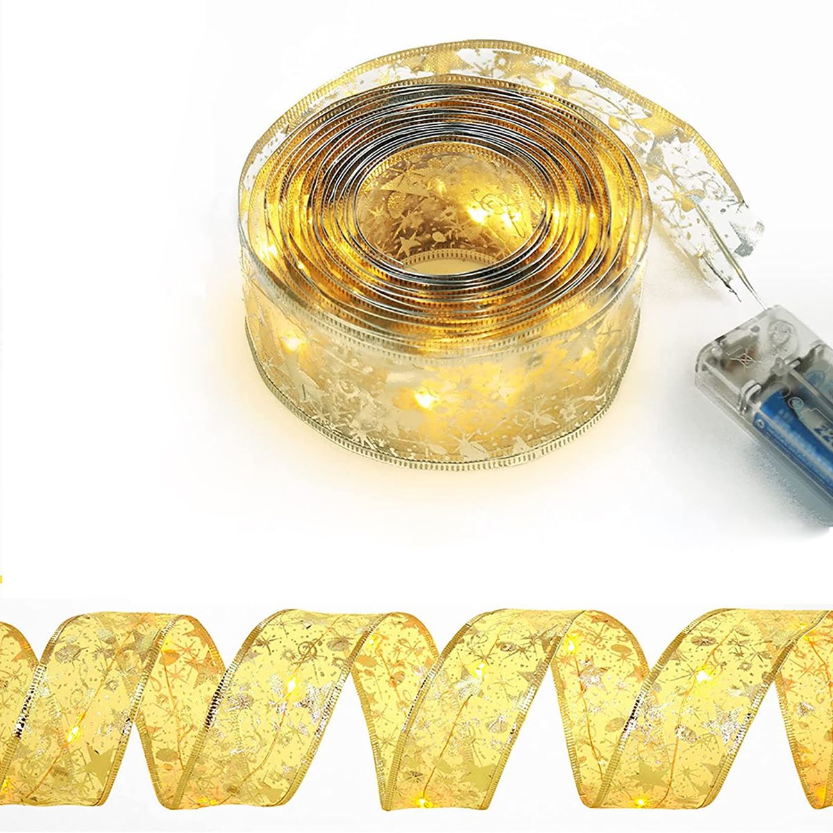 VATYERTY - Luces doradas de Navidad funciona con pilas 10M 100LED Blanco cálido