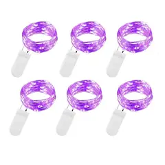 VATYERTY - 6PCS Luces de hadas 2 Meter de alambre de cobre con 20 LED Púrpura